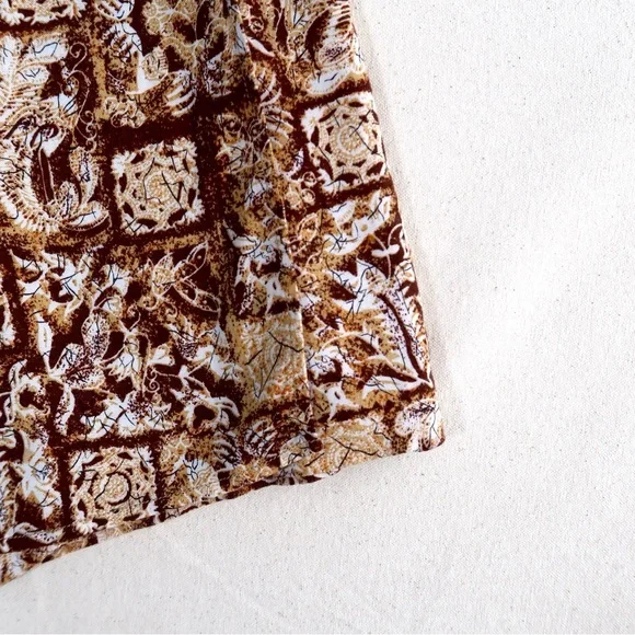 Vintage Contempo Casuals Brown and Ochre Print Set Tank Top & Wrap Skort - Picture 17 of 17